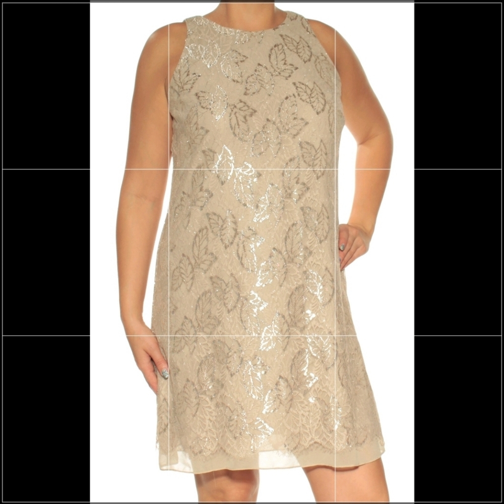 Lauren Ralph Lauren Womens Olevia Lace Metallic Cocktail Dress